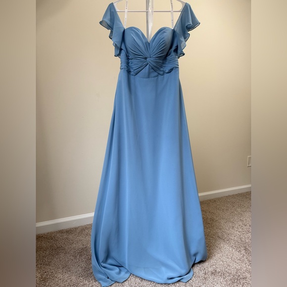 Azazie Dresses & Skirts - Azazie Dusty Blue Romantic Chiffon Bridesmaid Gown A10 Wedding Formal